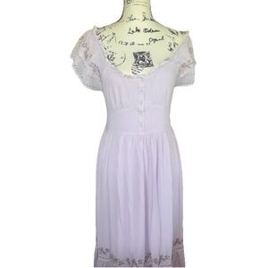 In Loom Lilac Purple Floral Boho Maxi Dress Romantic Smocked Cottagecore Lined